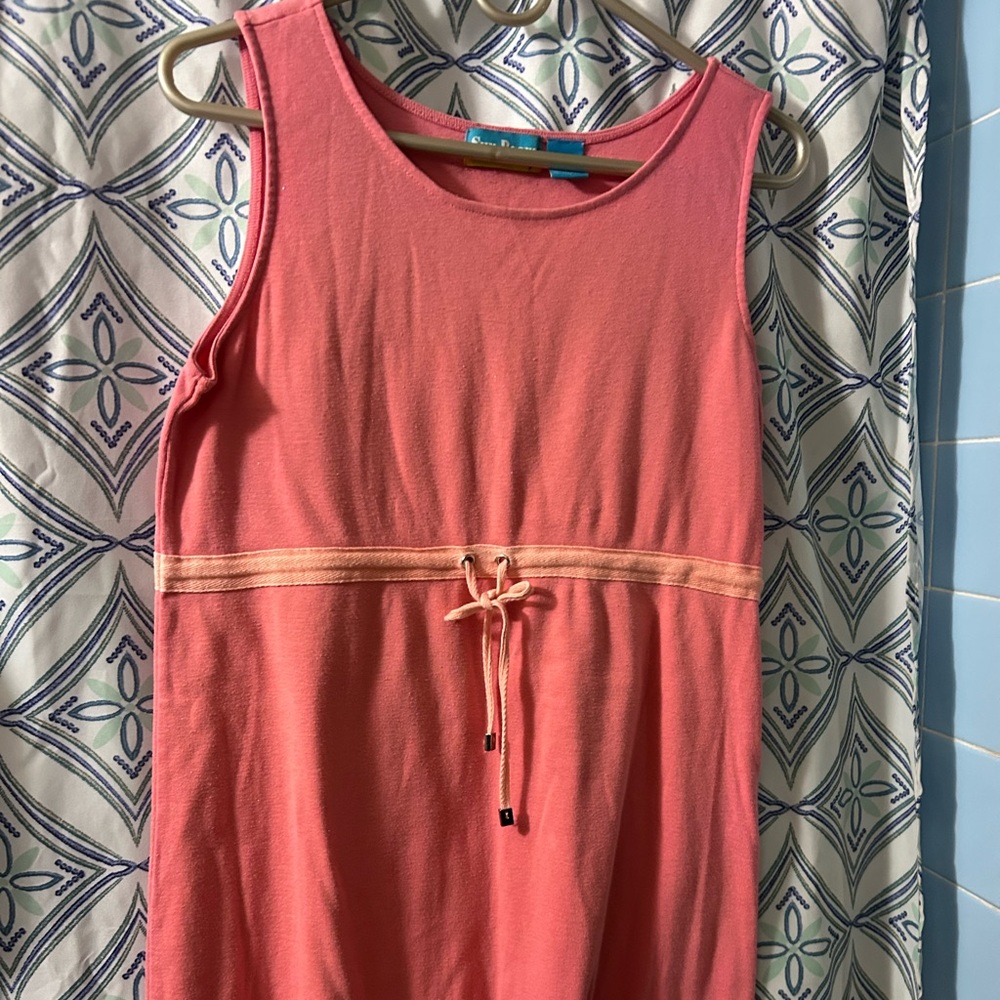 NWOT SUN BEAM Coral Sleeveless Dress or Beach Wear w/Waist Tie and Easy Fit